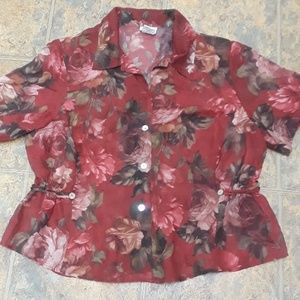 K  Woman flower print blouse plus size